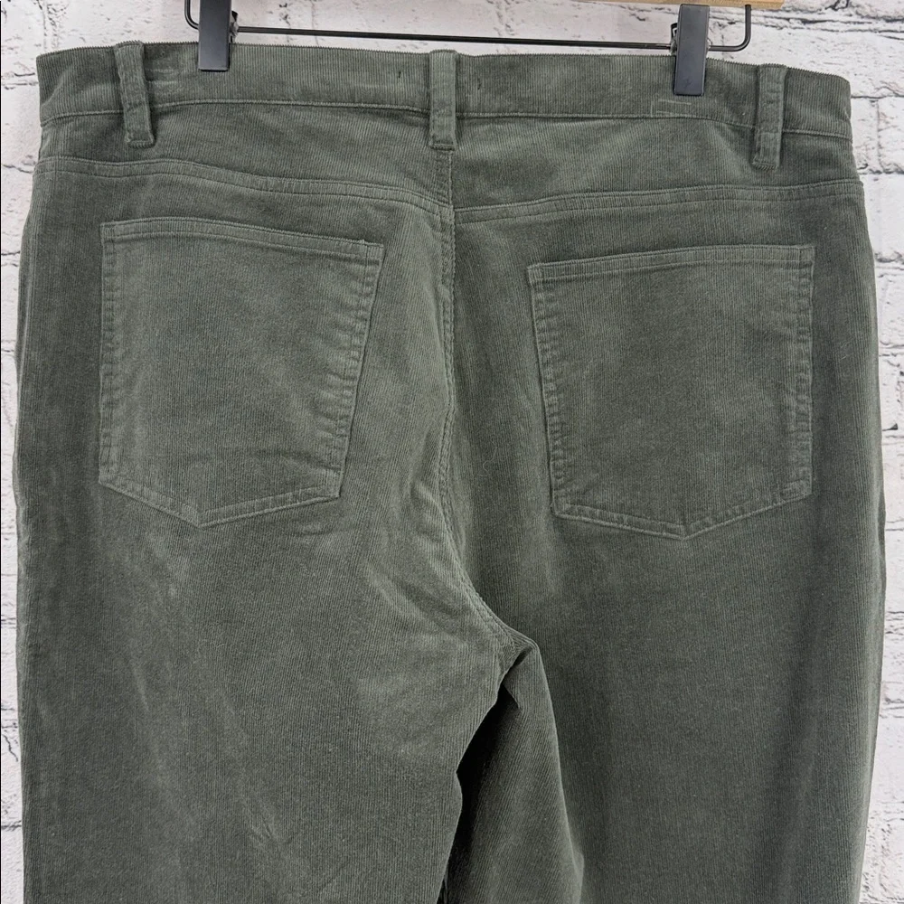 Eileen Fisher Organic Cotton Stretch Corduroy Straight Ankle Pants L (14-16) GRV